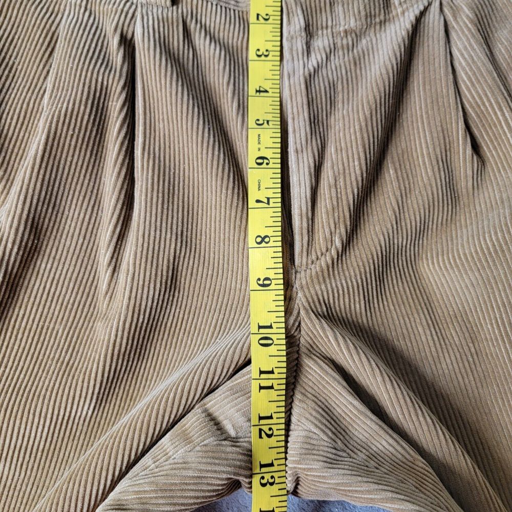 LL Bean Corduroy Pants Mens 35x30 Tan Corduroy Pleated Front Cuffed Hem Gorpcore - Picture 7 of 10